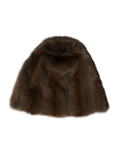 Dolce &amp; Gabbana Brown Weasel Fur Womens Cashmere Hat Beanie