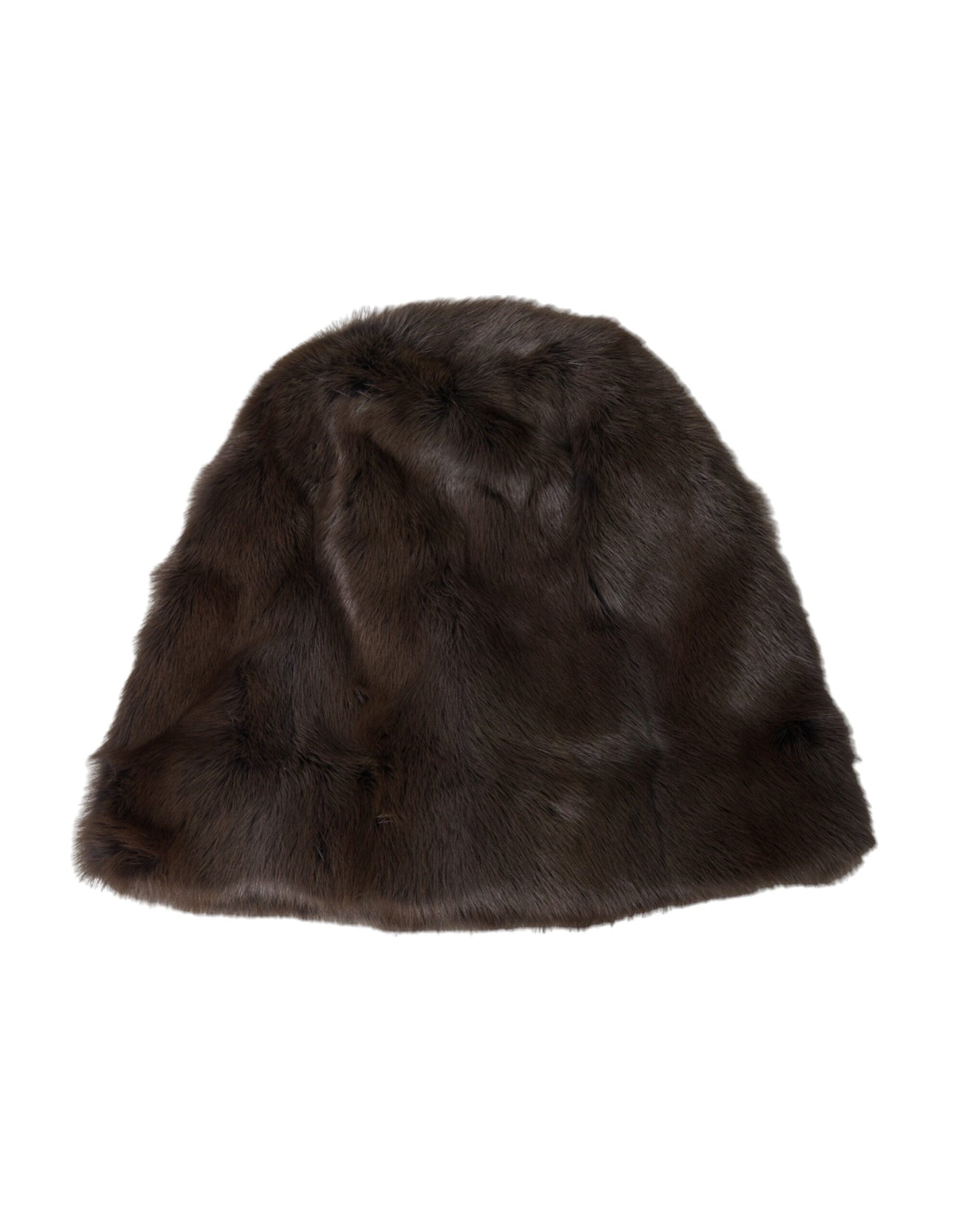 Dolce &amp; Gabbana Brown Weasel Fur Womens Cashmere Hat Beanie