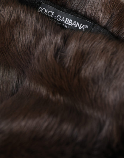 Dolce &amp; Gabbana Brown Weasel Fur Womens Cashmere Hat Beanie