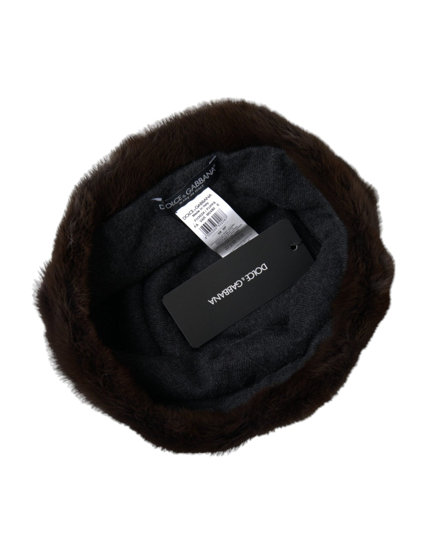 Dolce &amp; Gabbana Brown Weasel Fur Womens Cashmere Hat Beanie