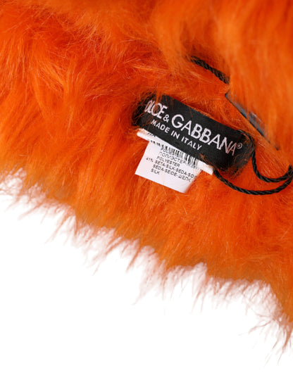 Dolce &amp; Gabbana Orange Faux Fur Whole Head Wrap Hat