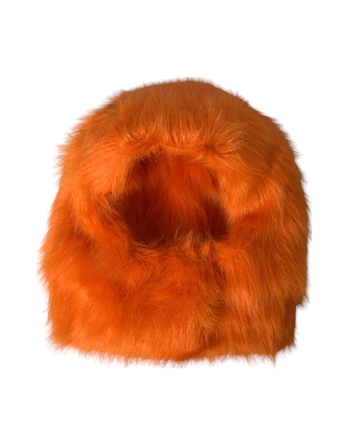 Dolce &amp; Gabbana Orange Faux Fur Whole Head Wrap Hat