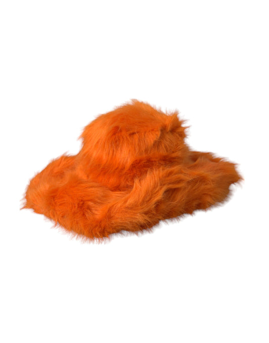 Dolce &amp; Gabbana Orange Faux Fur Polyester Fedora Hat