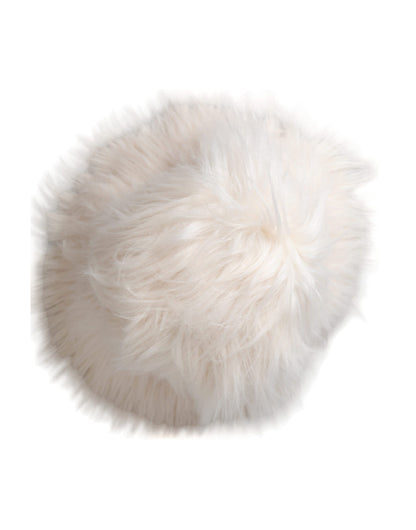 Dolce &amp; Gabbana White Acrylic Fur Womens Bucket Hat