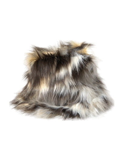 Dolce &amp; Gabbana Multicolor Acrylic Fur Women Bucket Hat