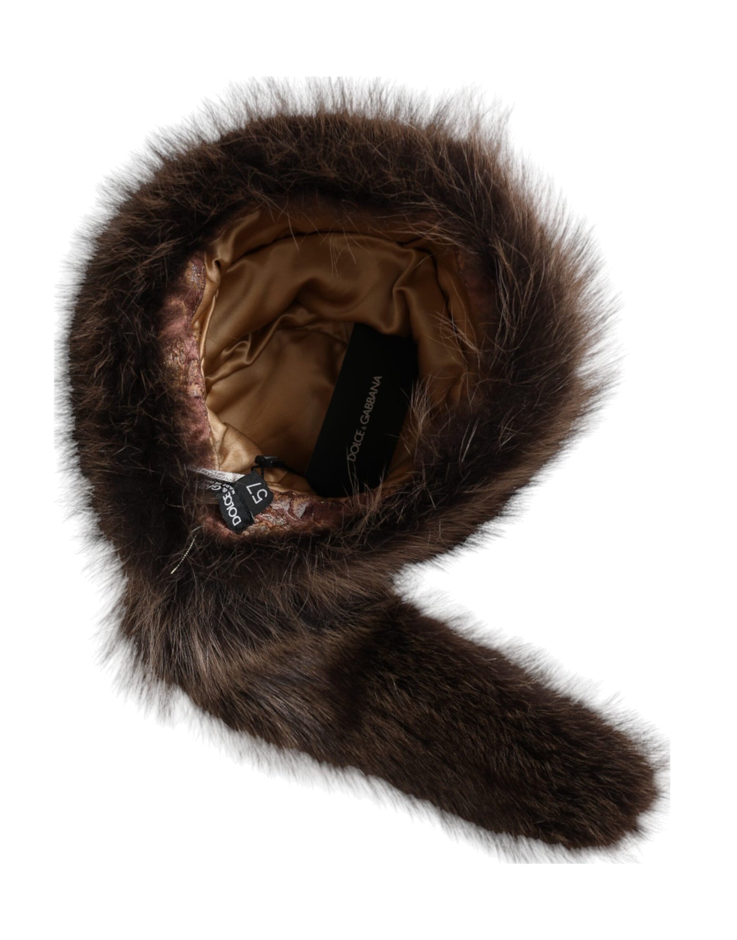 Dolce &amp; Gabbana Women Brown Raccoon Fur Bucket Hat