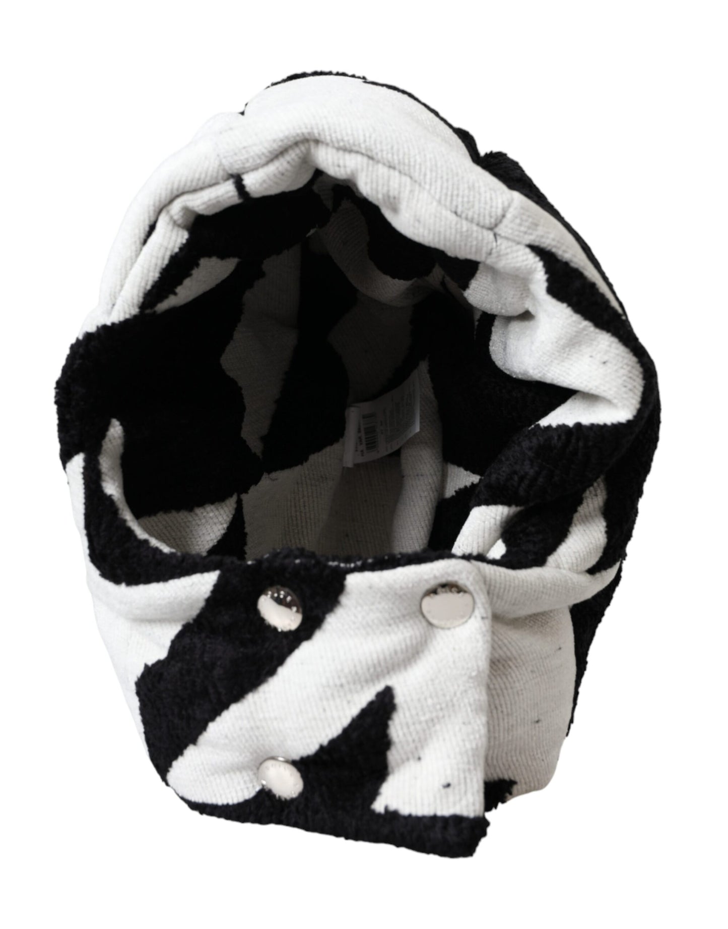 Dolce &amp; Gabbana Black White Wool Whole Head Wrap Hat