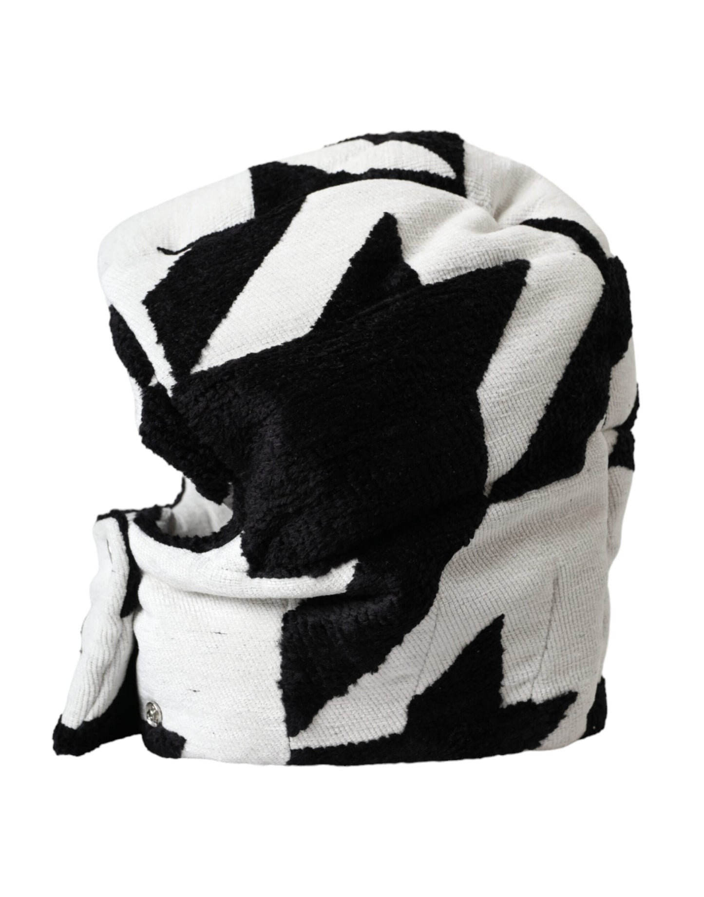 Dolce &amp; Gabbana Black White Wool Whole Head Wrap Hat