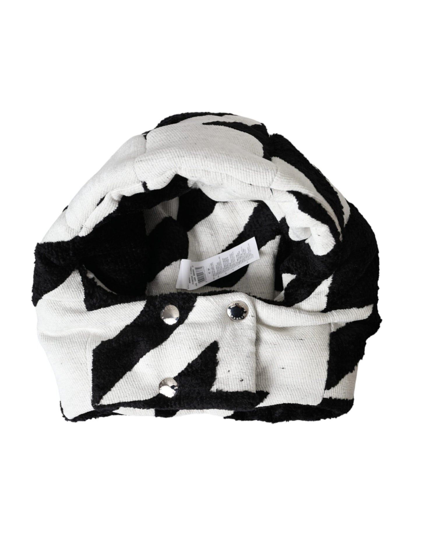 Dolce &amp; Gabbana Black White Wool Whole Head Wrap Hat