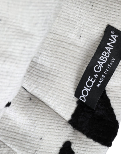 Dolce &amp; Gabbana Black White Wool Whole Head Wrap Hat