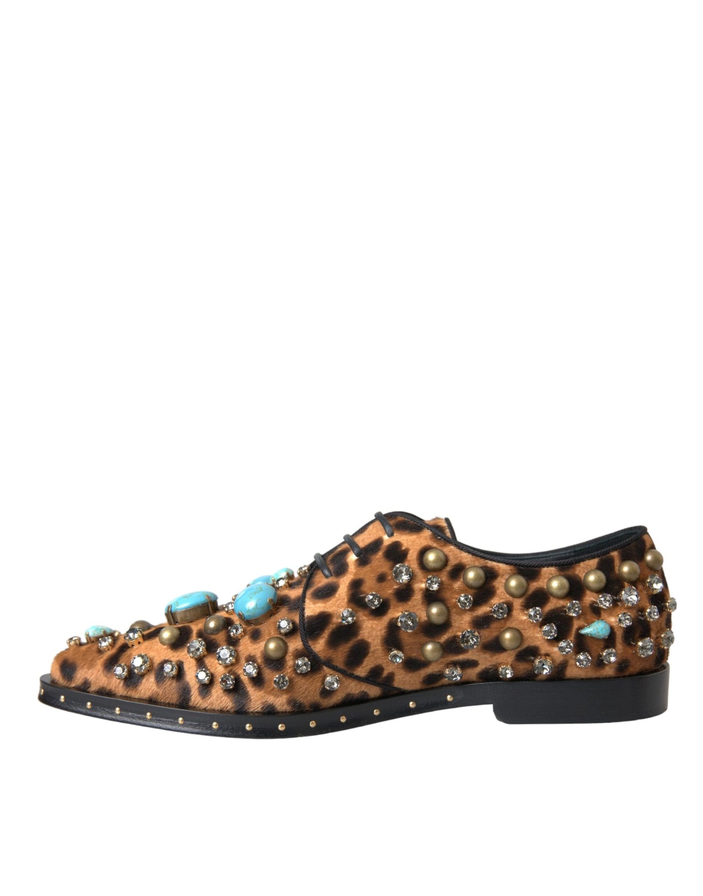 Dolce &amp; Gabbana Brown Leopard Hair Crystal Dress Broque Shoes