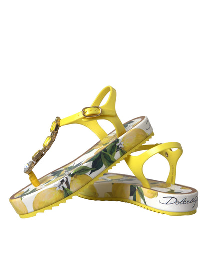 Dolce & Gabbana Yellow Lemon Beachwear Flats Sandals Shoes