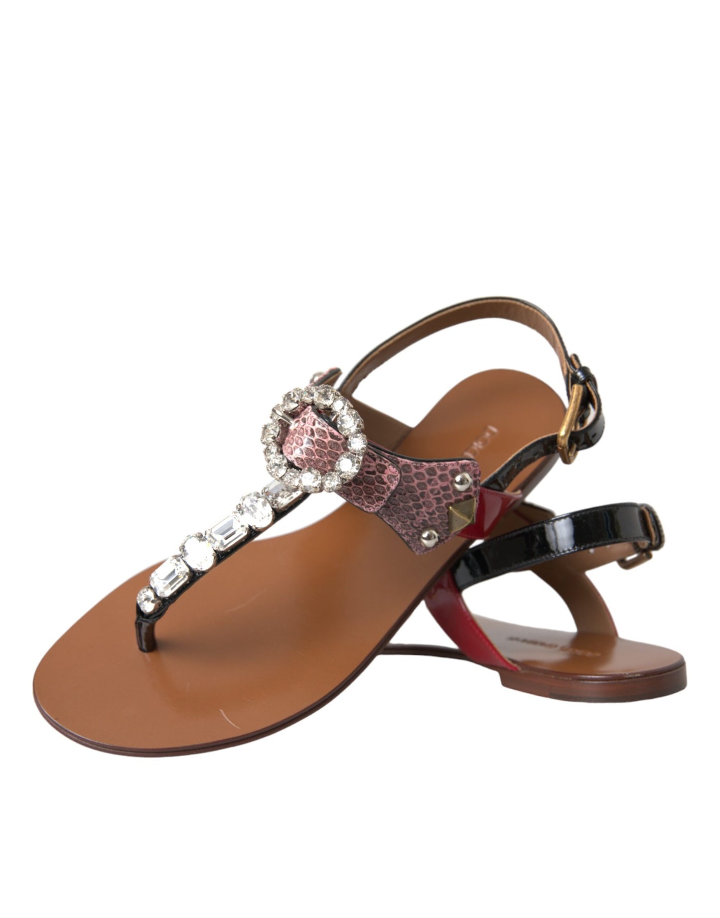 Dolce &amp; Gabbana Multicolor Crystal Sandals Flip Flops Shoes