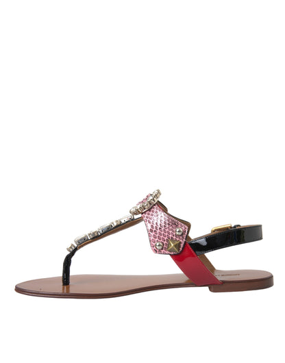 Dolce &amp; Gabbana Multicolor Crystal Sandals Flip Flops Shoes