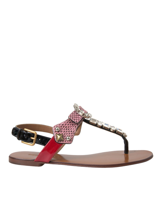 Dolce &amp; Gabbana Multicolor Crystal Sandals Flip Flops Shoes