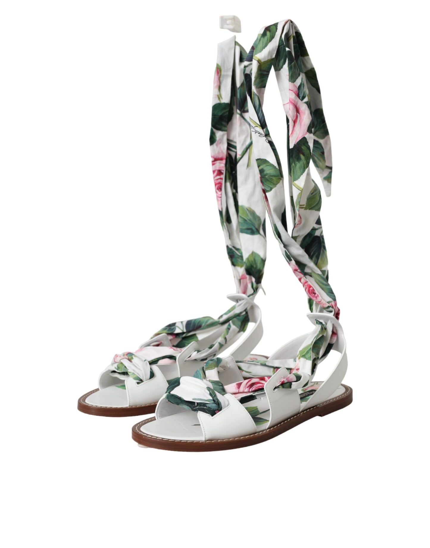 Dolce &amp; Gabbana Multicolor Floral Print Ankle Wrap Sandals Shoes