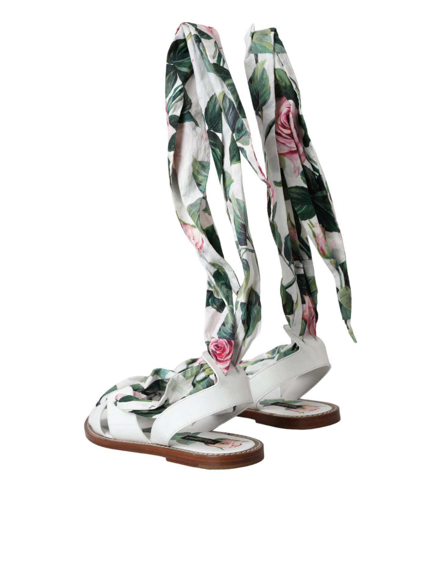 Dolce & Gabbana Multicolor Floral Print Ankle Wrap Sandals Shoes