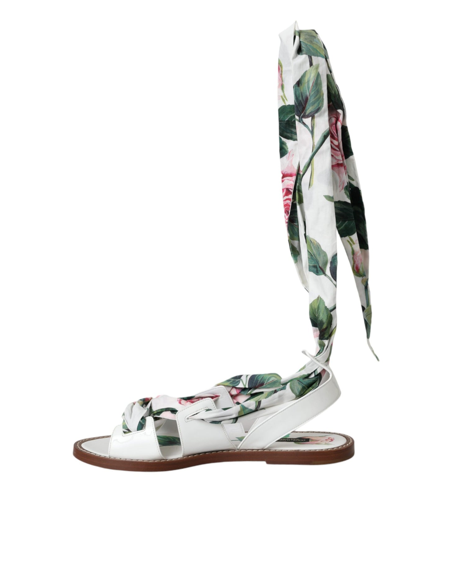 Dolce &amp; Gabbana Multicolor Floral Print Ankle Wrap Sandals Shoes