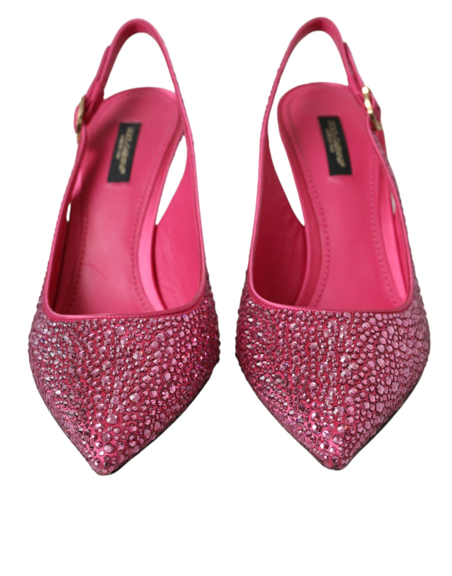 Dolce &amp; Gabbana Pink Rhinestone Crystal Heels Slingbacks Shoes