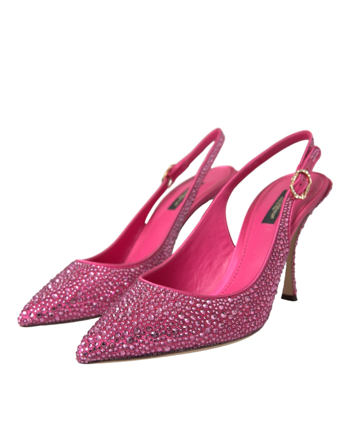 Dolce &amp; Gabbana Pink Rhinestone Crystal Heels Slingbacks Shoes