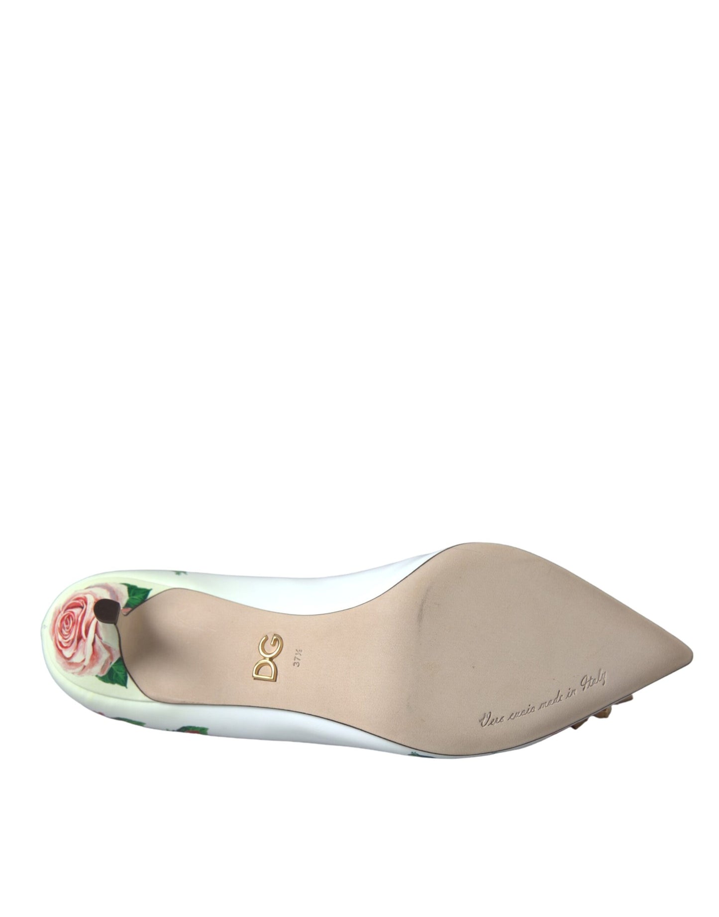 Dolce &amp; Gabbana White Leather Roses Crystal Bellucci Pumps Shoes