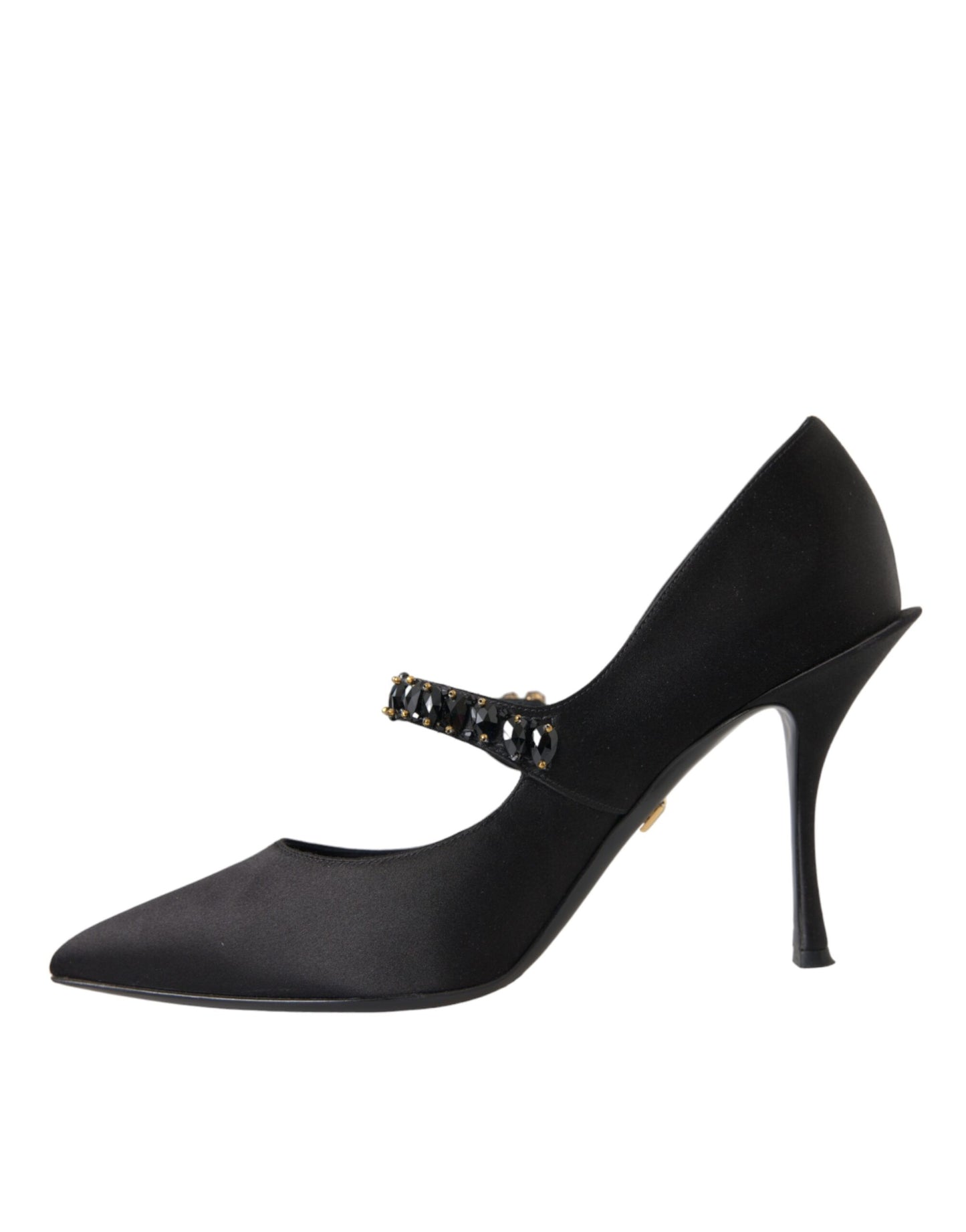 Dolce &amp; Gabbana Black Mary Jane Crystal Heels Pumps Shoes