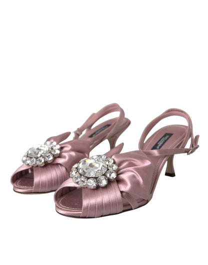 Dolce &amp; Gabbana Pink Keira Crystal Heels Sandals Shoes