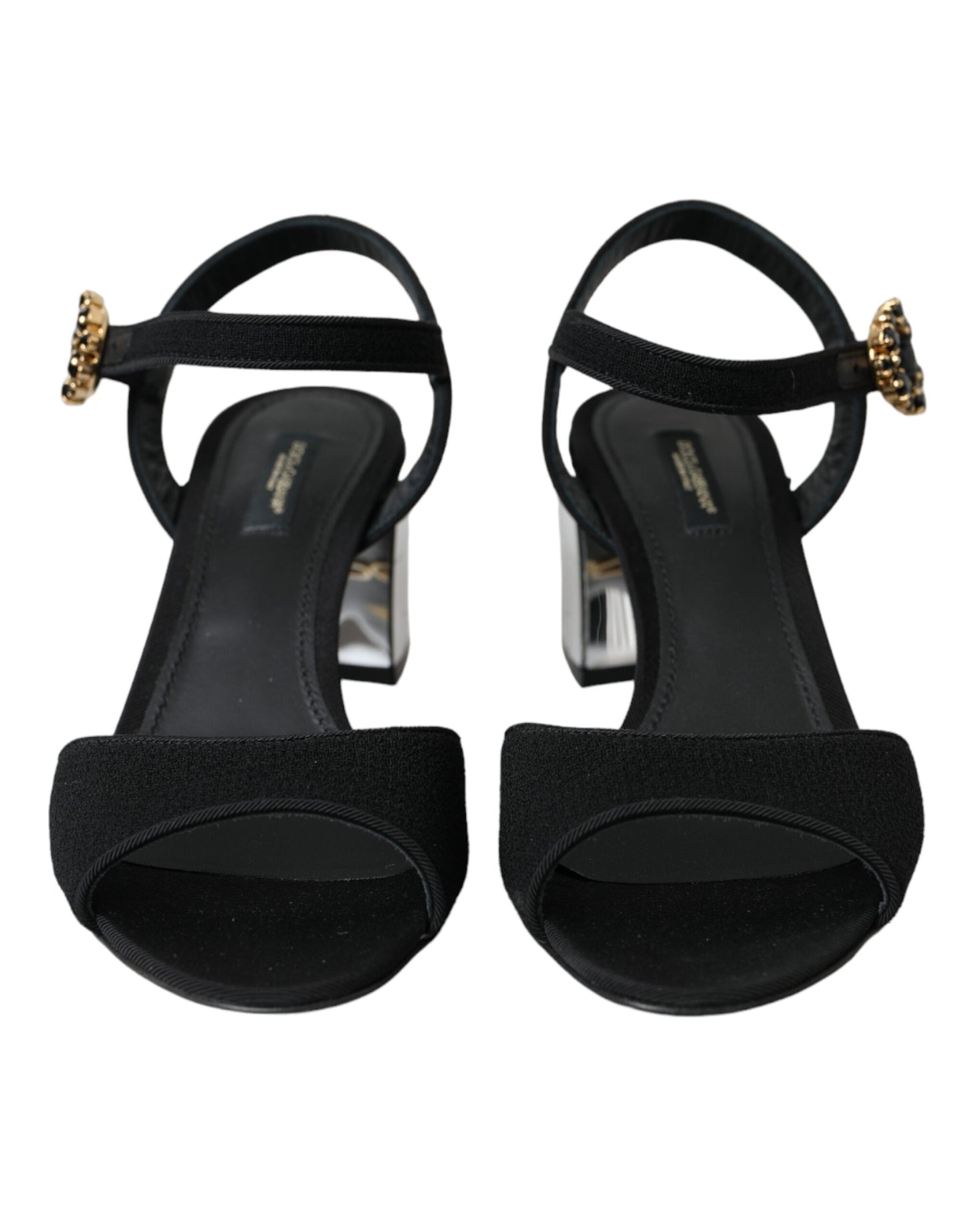 Dolce &amp; Gabbana Black Crystal Ankle Strap Keira Sandal Shoes