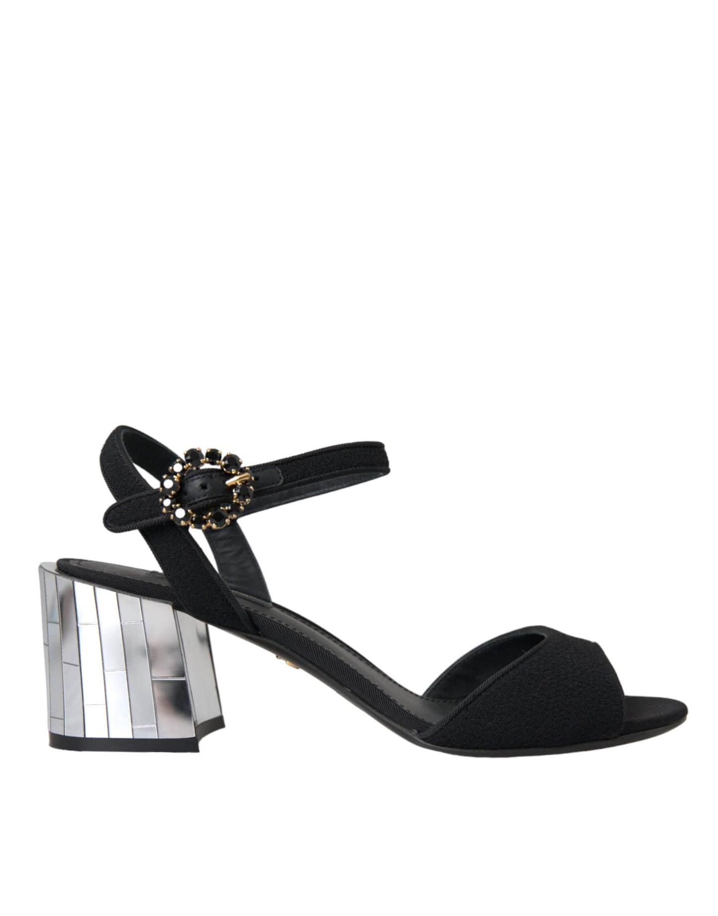 Dolce &amp; Gabbana Black Crystal Ankle Strap Keira Sandal Shoes