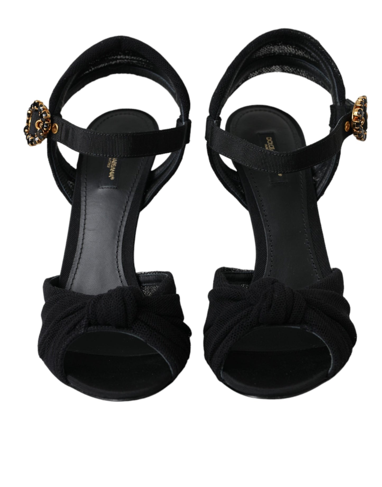 Dolce &amp; Gabbana Black Suede Crystals Keira Sandals Shoes