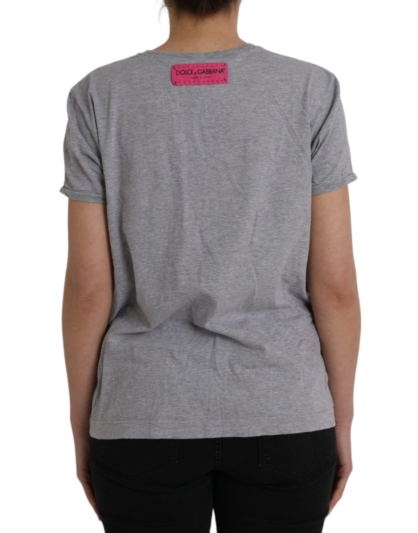 Dolce &amp; Gabbana Gray Cotton L'Amore E'Bellezza Top T-shirt