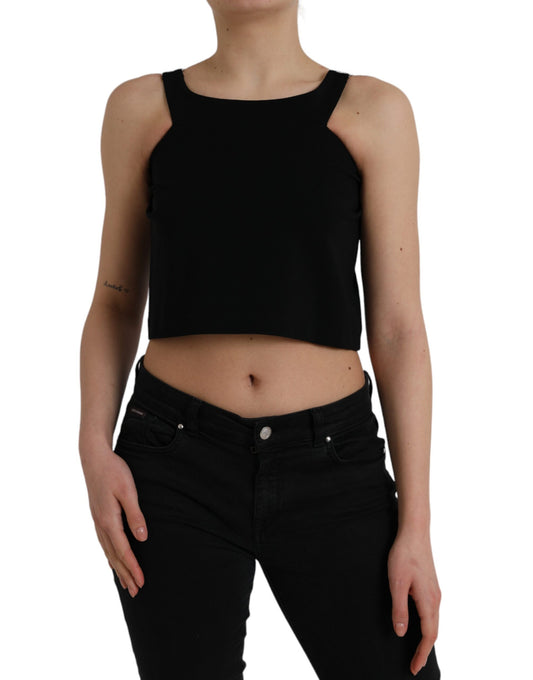 Dolce &amp; Gabbana Black Sleeveless Round Neck Cropped Tank Top