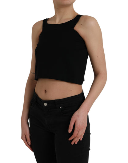 Dolce &amp; Gabbana Black Sleeveless Round Neck Cropped Tank Top