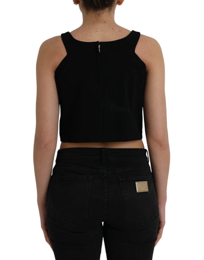 Dolce &amp; Gabbana Black Sleeveless Round Neck Cropped Tank Top