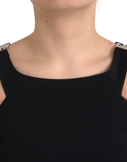 Dolce &amp; Gabbana Black Sleeveless Round Neck Cropped Tank Top