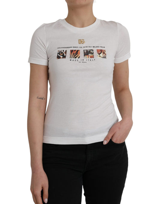 Dolce &amp; Gabbana White Cotton Short Sleeves Crew Neck T-shirt