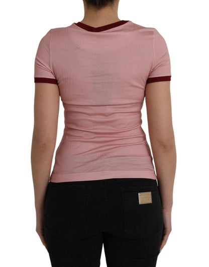 Dolce &amp; Gabbana Pink Cotton Short Sleeves Crew Neck T-shirt