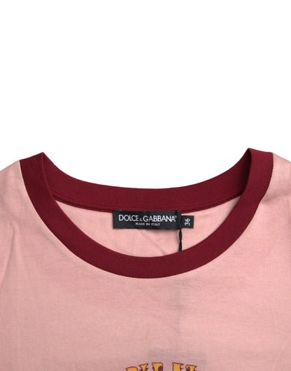 Dolce &amp; Gabbana Pink Cotton Short Sleeves Crew Neck T-shirt