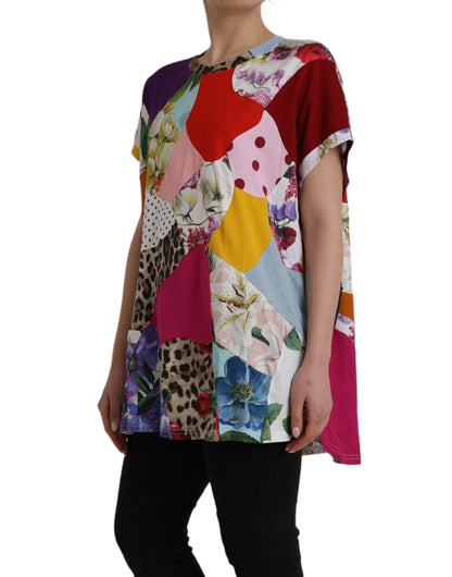 Dolce &amp; Gabbana Multicolor Patchwork Cotton Silk Blouse Top