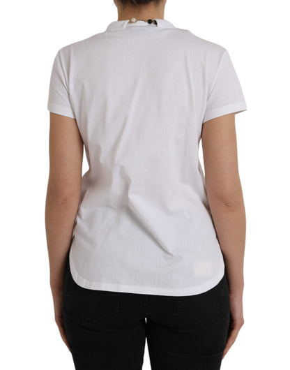 Dolce &amp; Gabbana White Cotton Necklace Short Sleeves T-shirt