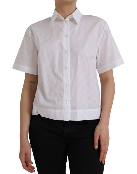 Dolce &amp; Gabbana White Collared Short Sleeve Polo Shirt Top