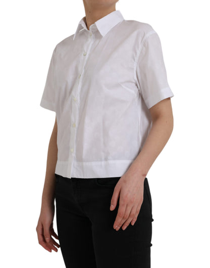 Dolce &amp; Gabbana White Collared Short Sleeve Polo Shirt Top