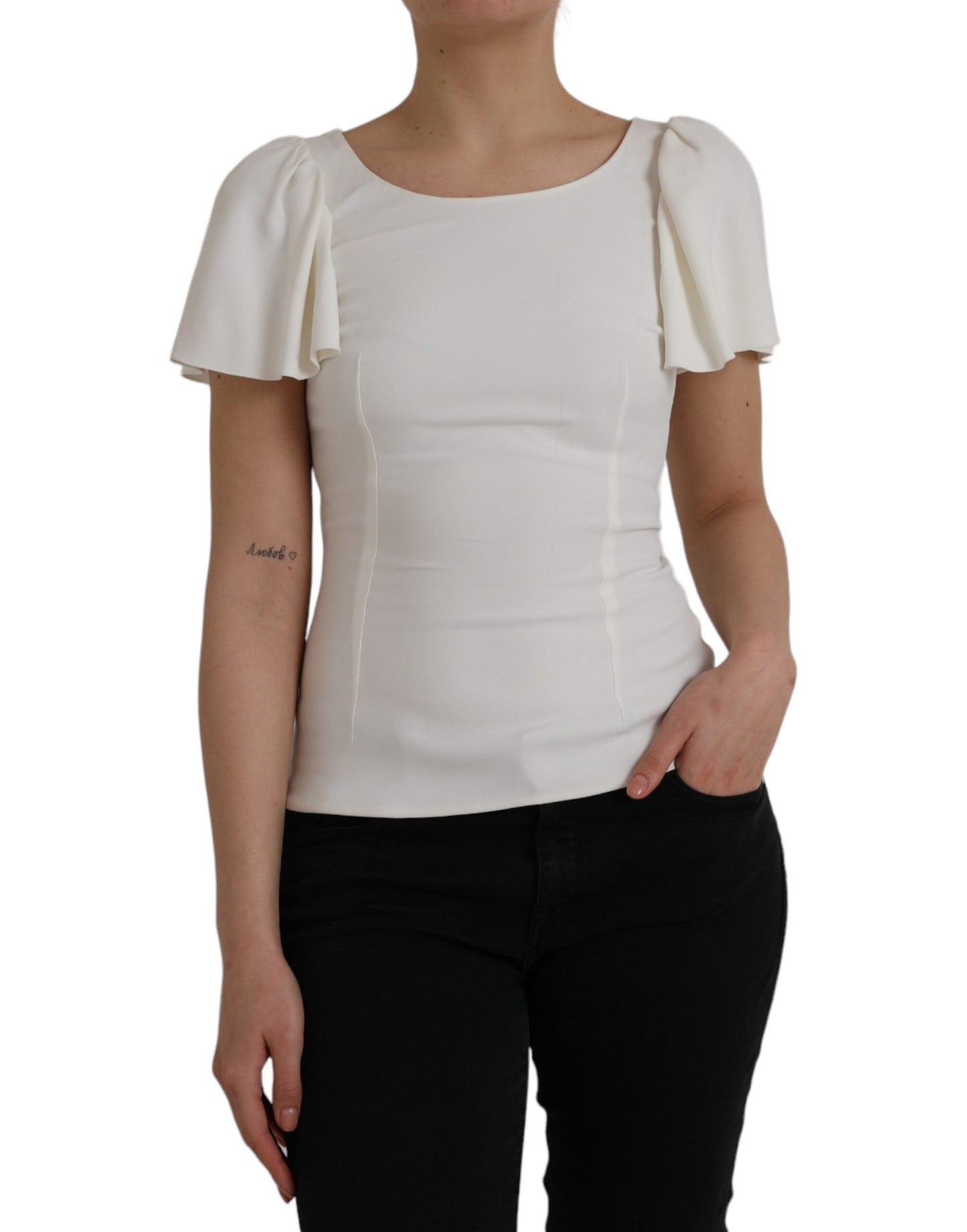 Dolce &amp; Gabbana White Viscose Round Neck Short Sleeves Top