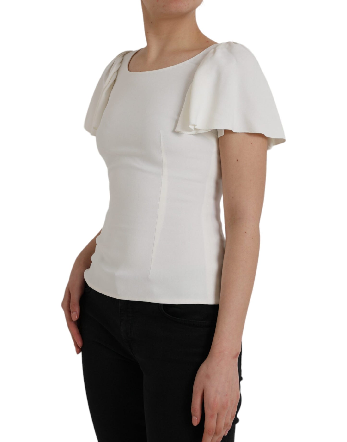 Dolce &amp; Gabbana White Viscose Round Neck Short Sleeves Top