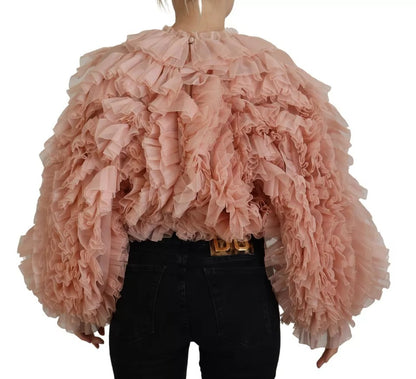 Dolce &amp; Gabbana Pink Ruffles Long Sleeves Pullover Sweater