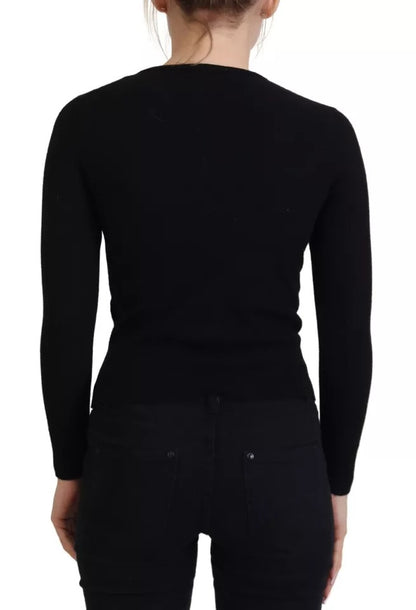 Dolce &amp; Gabbana Black Button Down Slim Cardigan Wool Sweater