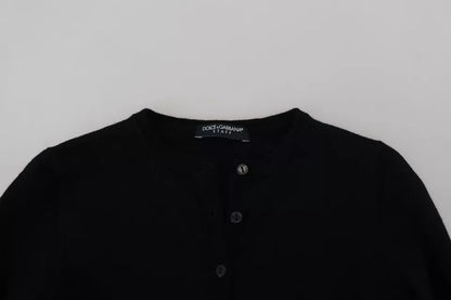 Dolce &amp; Gabbana Black Button Down Slim Cardigan Wool Sweater