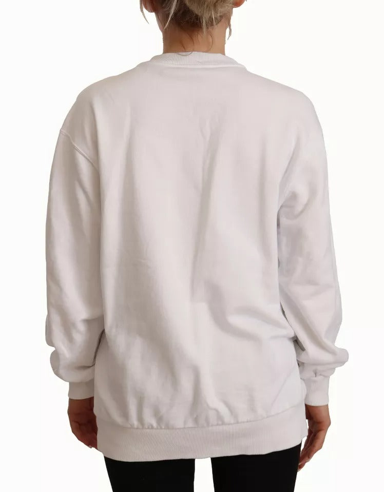 Dolce &amp; Gabbana White Logo Embossed Cotton Sweatshirt Sweater