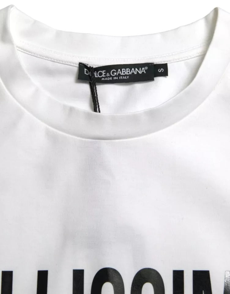 Dolce &amp; Gabbana White Bellissima Cotton Crew Neck T-shirt