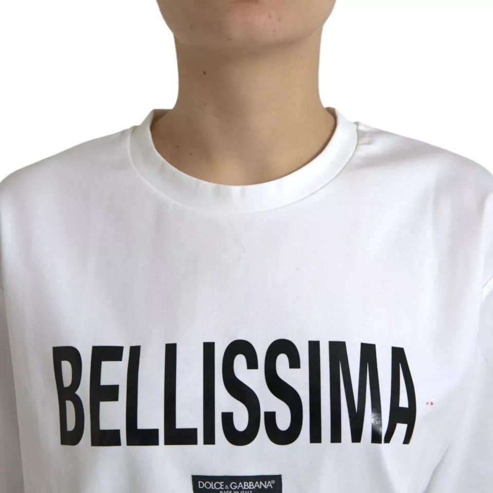 Dolce & Gabbana White Bellissima Cotton Crew Neck T-shirt